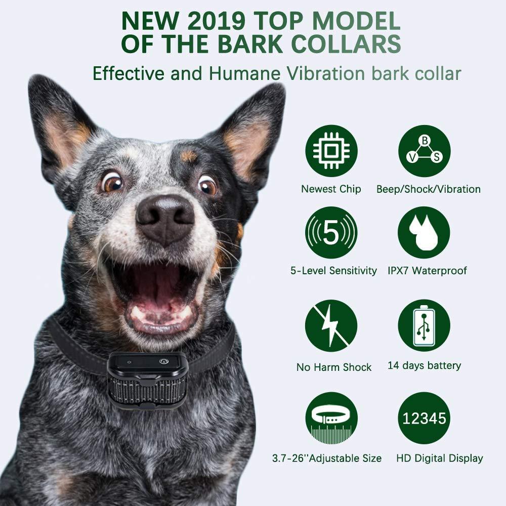 Nevoc Bark Collar, [Newest 2019] Dog Bark Collar for Large/Medium/Small Dog, Upg