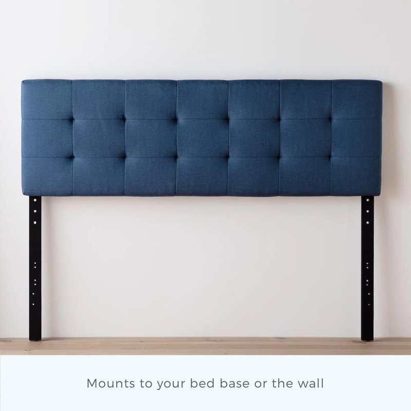 Upholstered Headboard Square-Tufted Adjustable Height Navy King/Cal King NEW