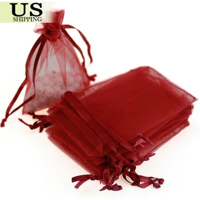 100/200 Organza Gift Bags Wedding Favor Party Sheer Candy Bag Jewelry Pouches