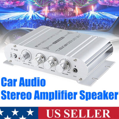 Mini HiFi Digital Stereo Audio 2 Channels Amplifier Power Amp DC 12V FM Car Home