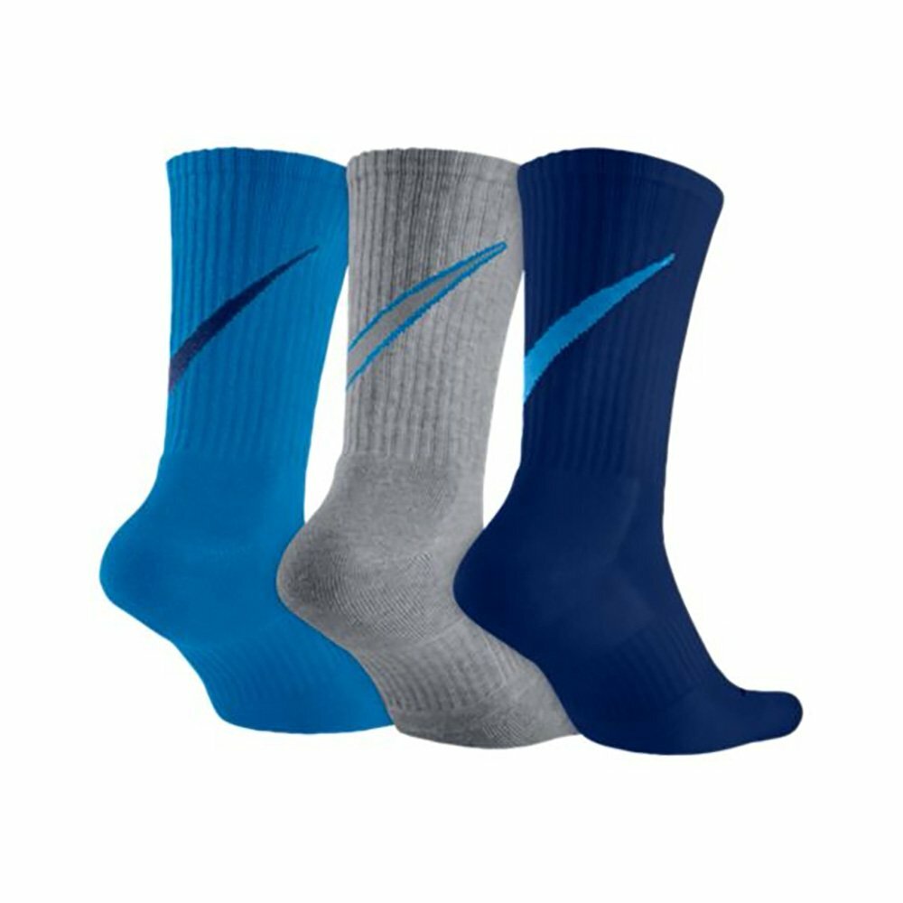 NIKE CREW TRAINING SOCKS 3 PAIR, DRI-FIT CUSHIONED SOFT DRY, SIZE 8-12
