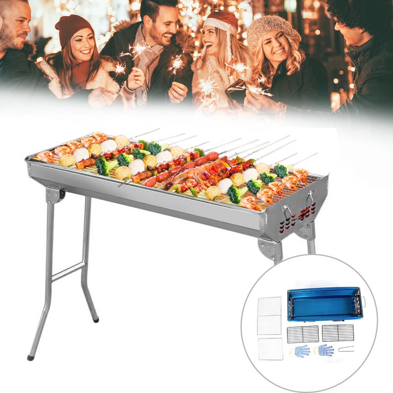 Grill BBQ Holzkohlegrill Standgrill Schaschlikgrill Edelstahl Klappgrill Tragbar