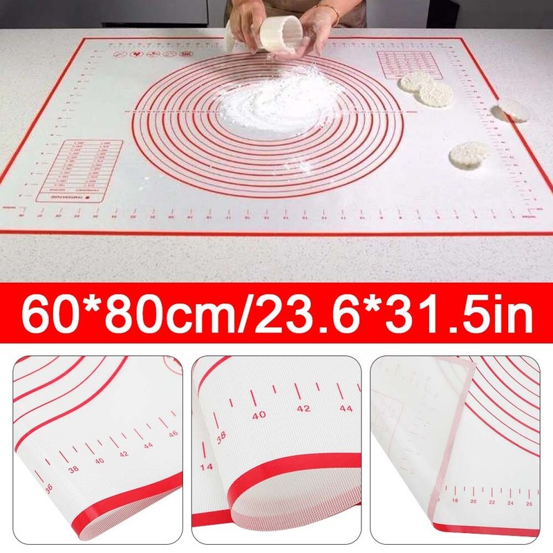 Neu 60x80 Kuchen Teig Matte Silikon Rollmatte Gebäck Ton Fondant
