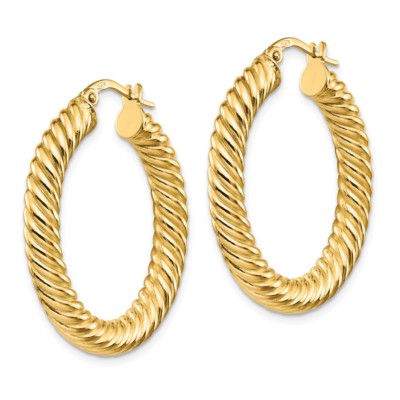 Pre-owned Superdealsforeverything Real 14kt Yellow Gold Polished Twisted Hoop Earrings