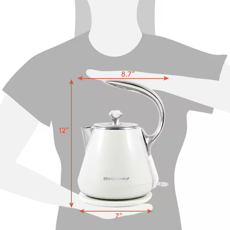 Elite Gourmet 1.2 L Cool-Touch Stainless Steel Electric Kettle BPA-Free White