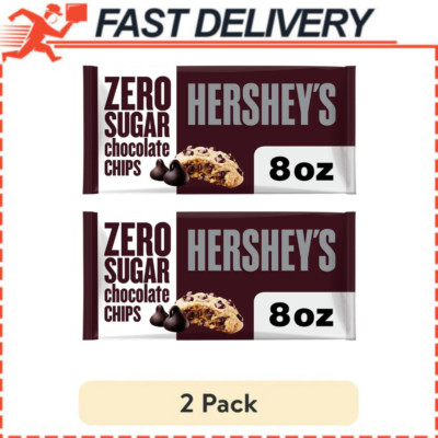 New Hershey's Zero Sugar Chocolate Baking Chips, Bag 8 oz (Pack of 2)