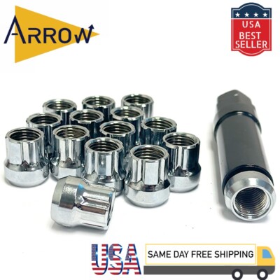 16x Chrome M12x1.5 Spline Tuner Open End Lug Nuts Fit Kia Mazda Hyundai