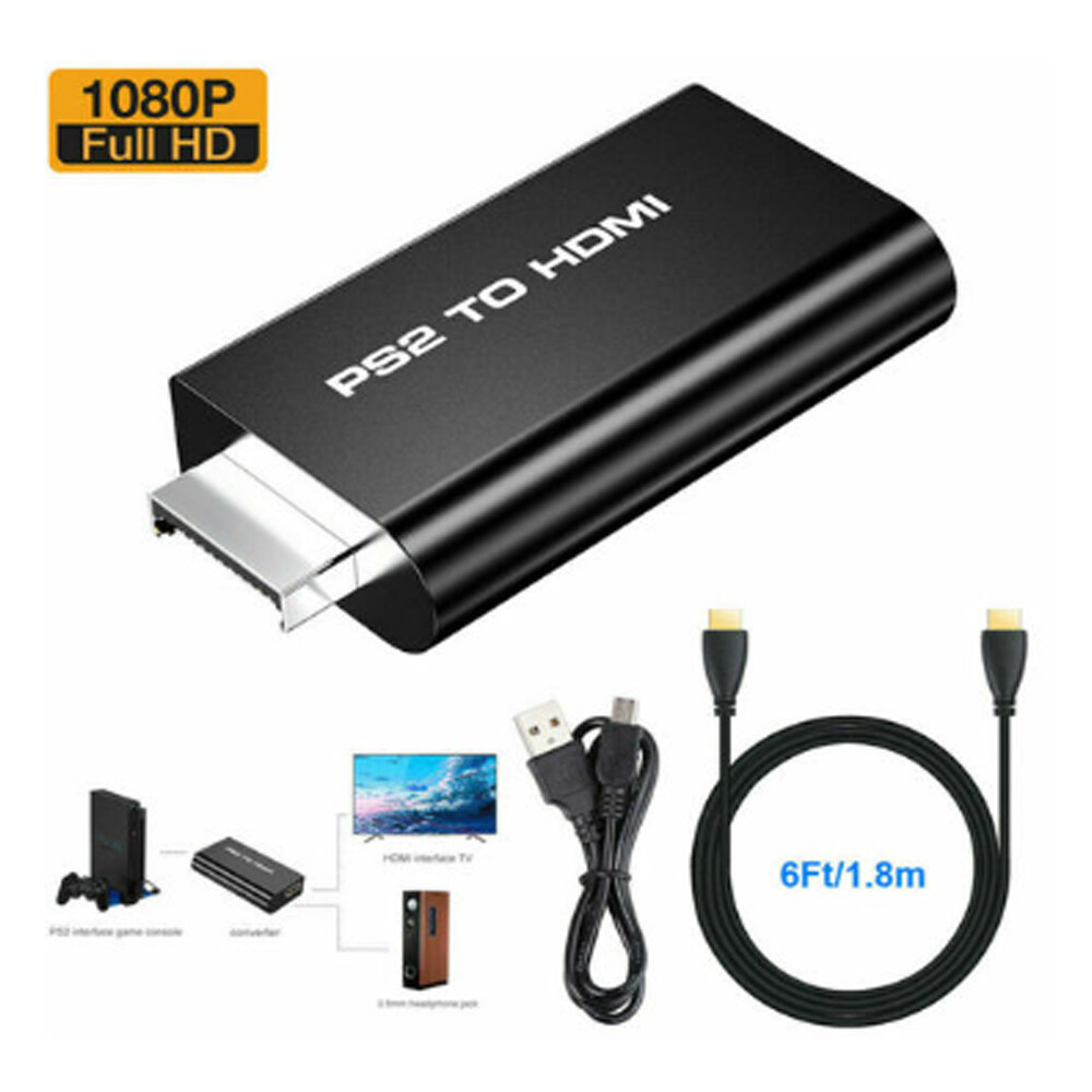 PS2 to HDMI Audio Video Capture Converter 1080P AV 6Ft HDMI Cable For SONY PS 2