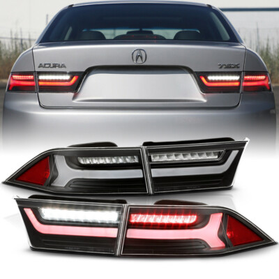 4PCS Built-In Resistor Full LED Neon Tube Tail Light Black For 04-08 Acura TSX