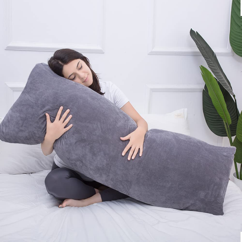 Full Body Pillow Long Sleeping Big Pillows Bed Firm Large 20X54 Inches Dark Grey