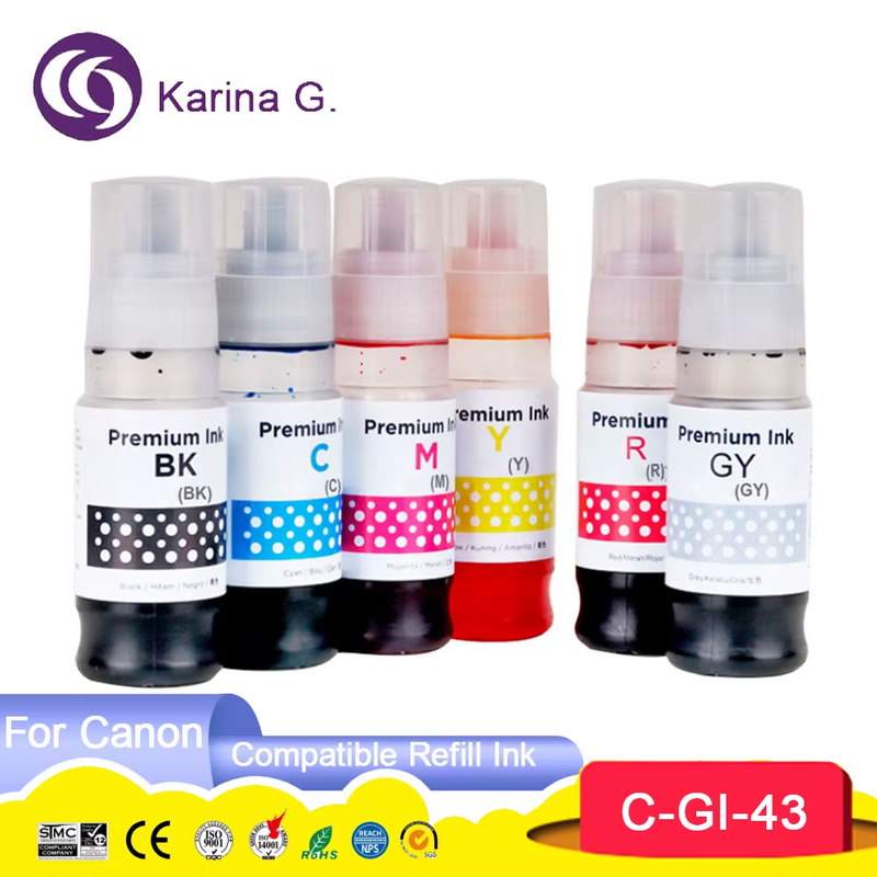 High Quality Compatible Water Based Refill Ink Bottle GI-43 GI43 GI 43 Refill Dy