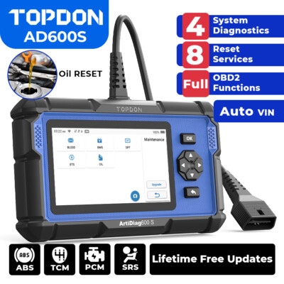 2024 TOPDON AD600S OBD2 Scanner Diagnostic Tool ABS SRS SAS EPB TPMS BMS Reset