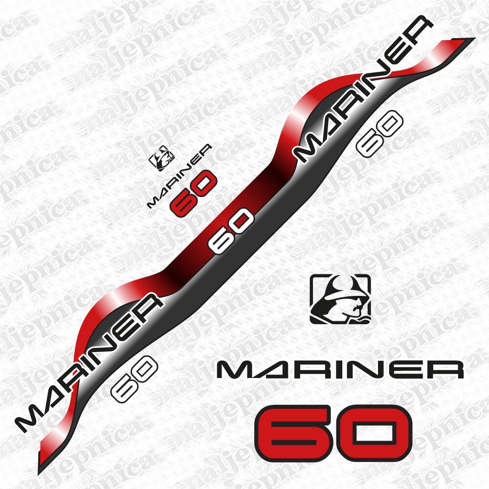 Mariner 60 Outboard 1994/2004 Aftermarket RED Decal Aufkleber Sticker Set - Picture 1 of 2