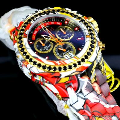 Pre-owned Invicta Reserve Subaqua Specialty 4.14 Ctw Black Spinel Swiss Graffiti Watch