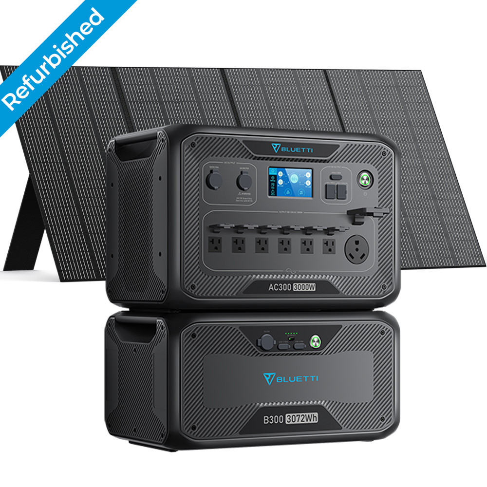 BLUETTI 3000W AC300 B300 Solar Power Station + 350W Solar Panel Home Use Backup
