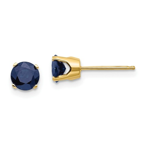 Pre-owned Goldia 14k 5mm Sapphire Earrings - September In Yellow
