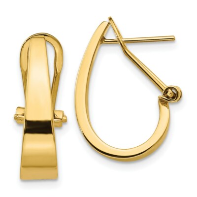 Pre-owned Superdealsforeverything Real 14kt Yellow Gold Polished J-hoop Omega Back Post Earrings