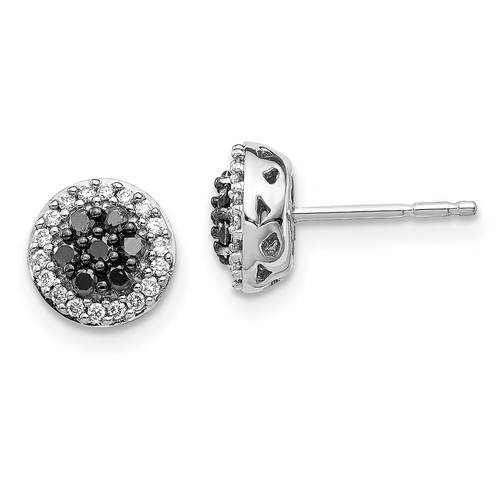 Pre-owned Goldia 14k White Gold Black/white Diamond Earrings