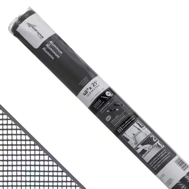Charcoal Aluminum Screen Roll 48in x25ft Window Door Mesh Rust Resistant Durable