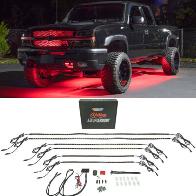 LEDGlow 6pc Red Slimline SMD LED Truck Flexible Underbody Neon Lighting Kit