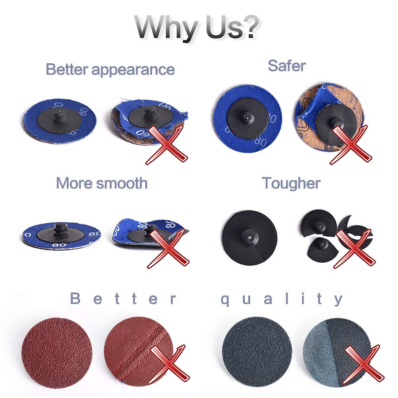 60Pcs 2 Inch Quick Change Sanding Discs Set, 2Pcs 1/4" Holders, Die Grinder Surf