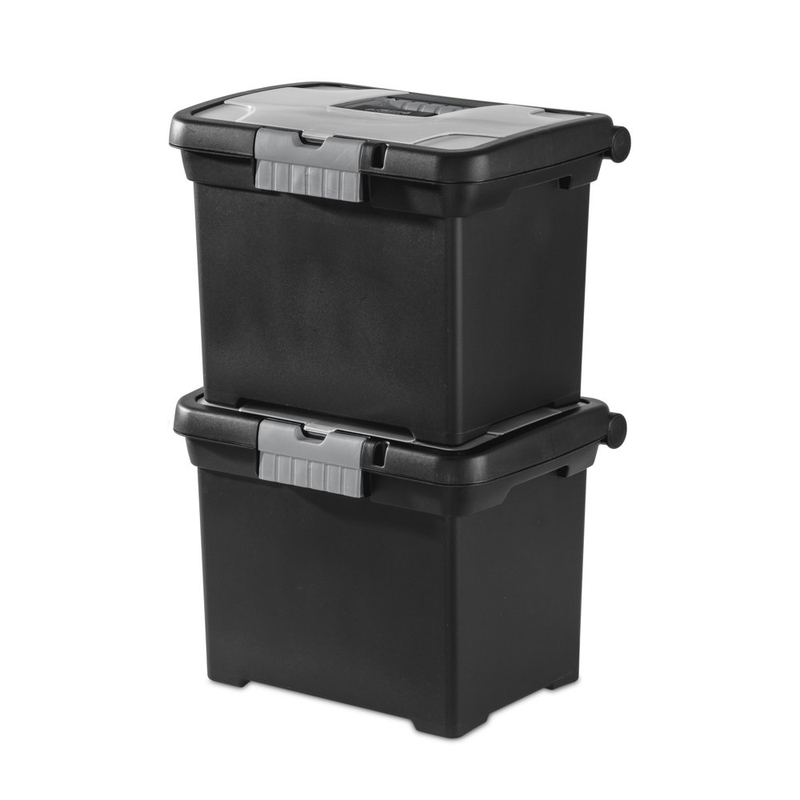 Sterilite Portable File Box, Plastic, Black