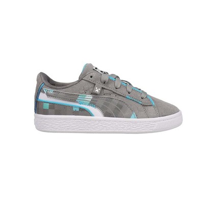 Puma Suede Minecraft Lace Up Youth Boys Blue, Grey Кроссовки Повседневная обувь 384486-