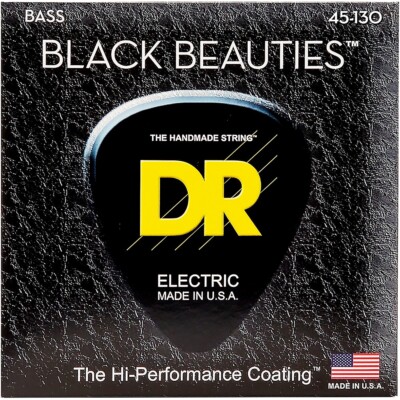 DR Strings BLACK BEAUTIES  Black Coated 5-String Bass Strings Medium (45-130)