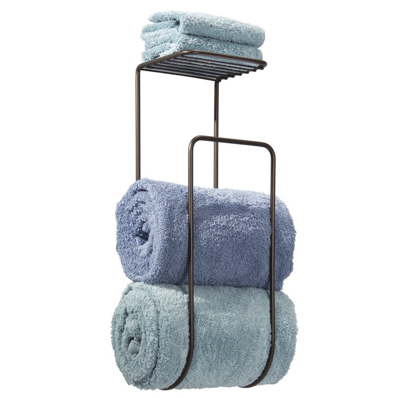 Holder With Shelf For Bathroom - Bronze