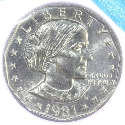 1981 P D S Susan B Anthony BU Dollars US Mint Cello 3 Coin Set