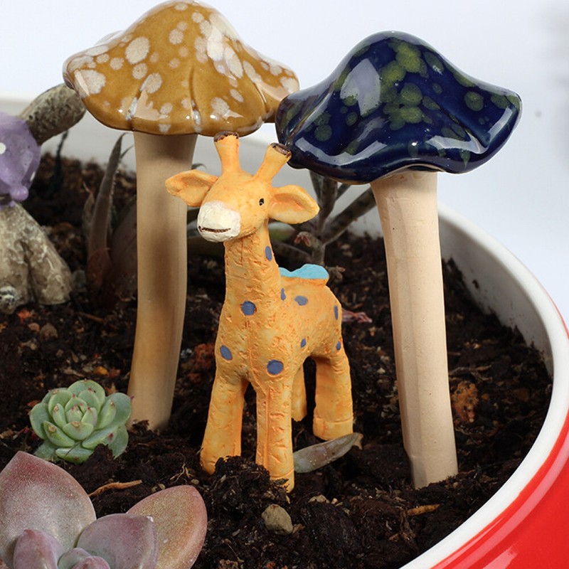 4 Funghi Portafortuna In Ceramica Per Giardino – Decorazioni Colorate A Forma Di Fungo Con Indicatore Di Umidità (Altezza 12 Cm) - 3