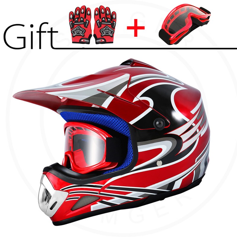 Red Helmet DOT Youth Helmet Child Kids Motorcycle Full Face Offroad Dirt Bike