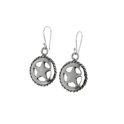 Sterling Silver, Sheriff Star, Earrings, Polished Dangle, 925
