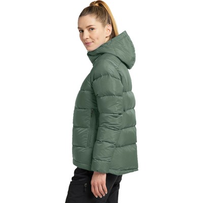 HAGLÖFS HAGLOFS WOMENS BIELD DOWN HOODED JACKET TOP GREEN SPORTS OUTDOORS FULL ZIP WARM