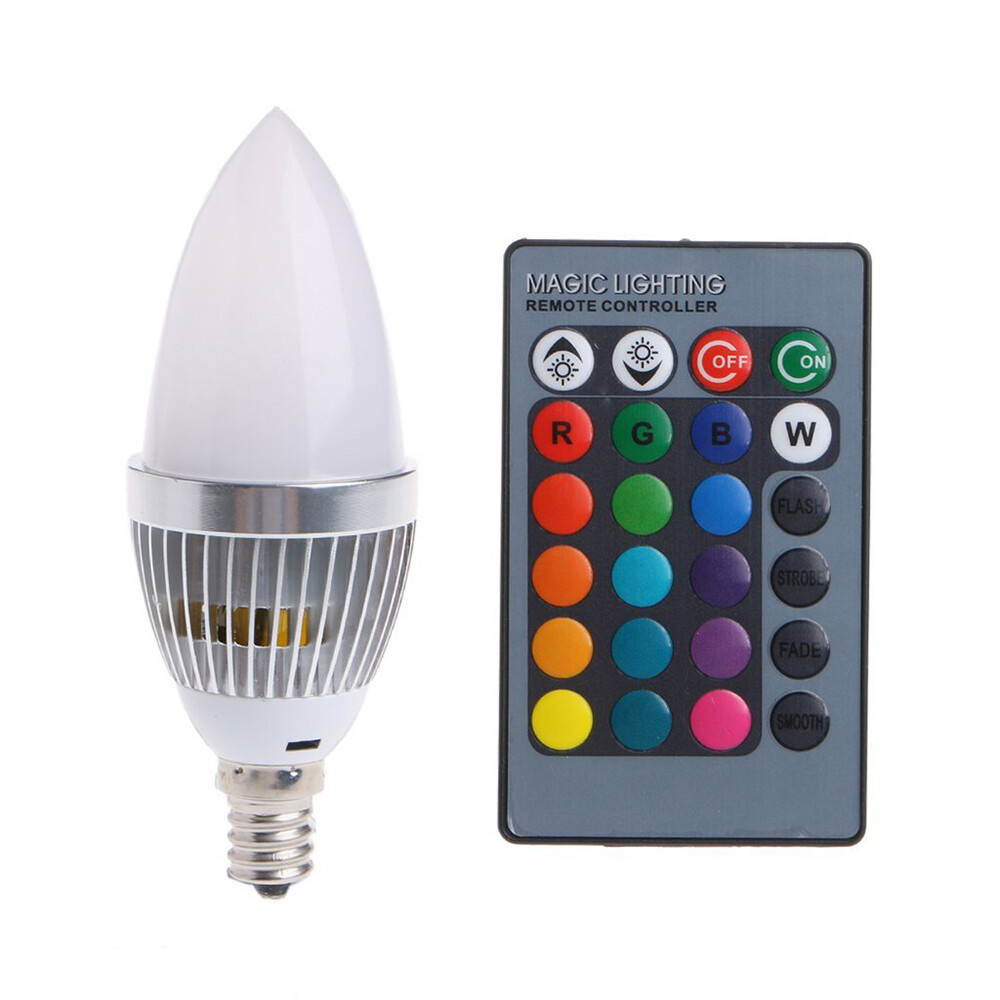 E12 E14 RGB Remote Control Candelabra LED Bulb Color Changing Candle Light Lamp