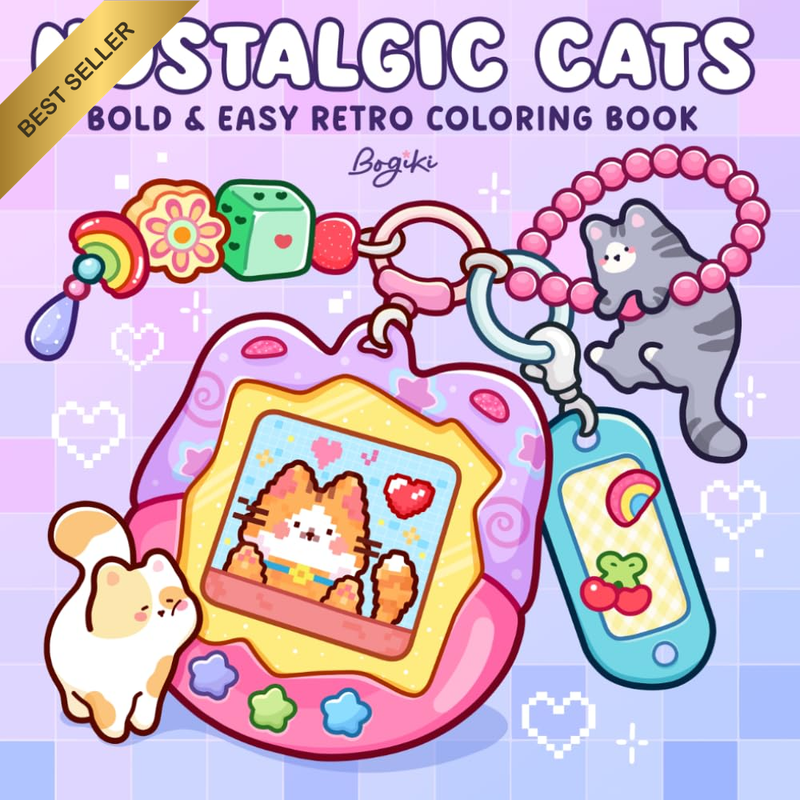 Nostalgic Cats: Bold & Easy Retro Coloring Book for Adults & Teens with Adorable