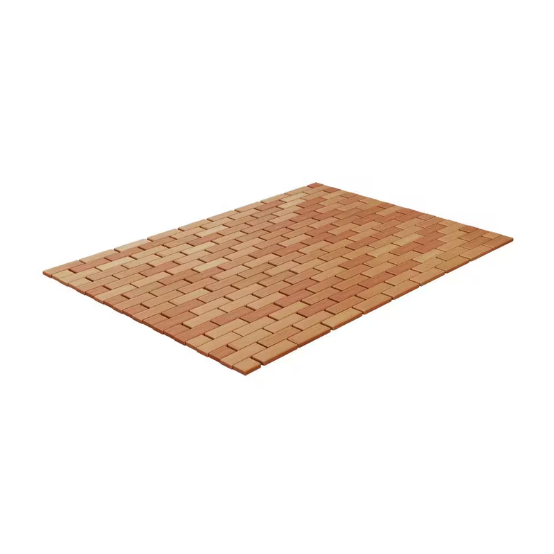 Lavish Home Wood Bath Mat 16x24 Natural Bamboo Non Slip Roll Up Bathroom Spa Rug