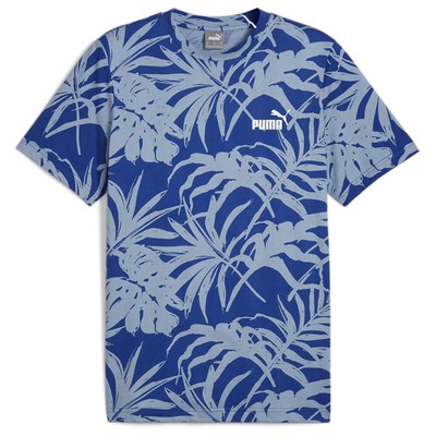 Футболка Puma Essentials Palm Resort с графическим круглым вырезом и коротким рукавом, мужская синяя Cas