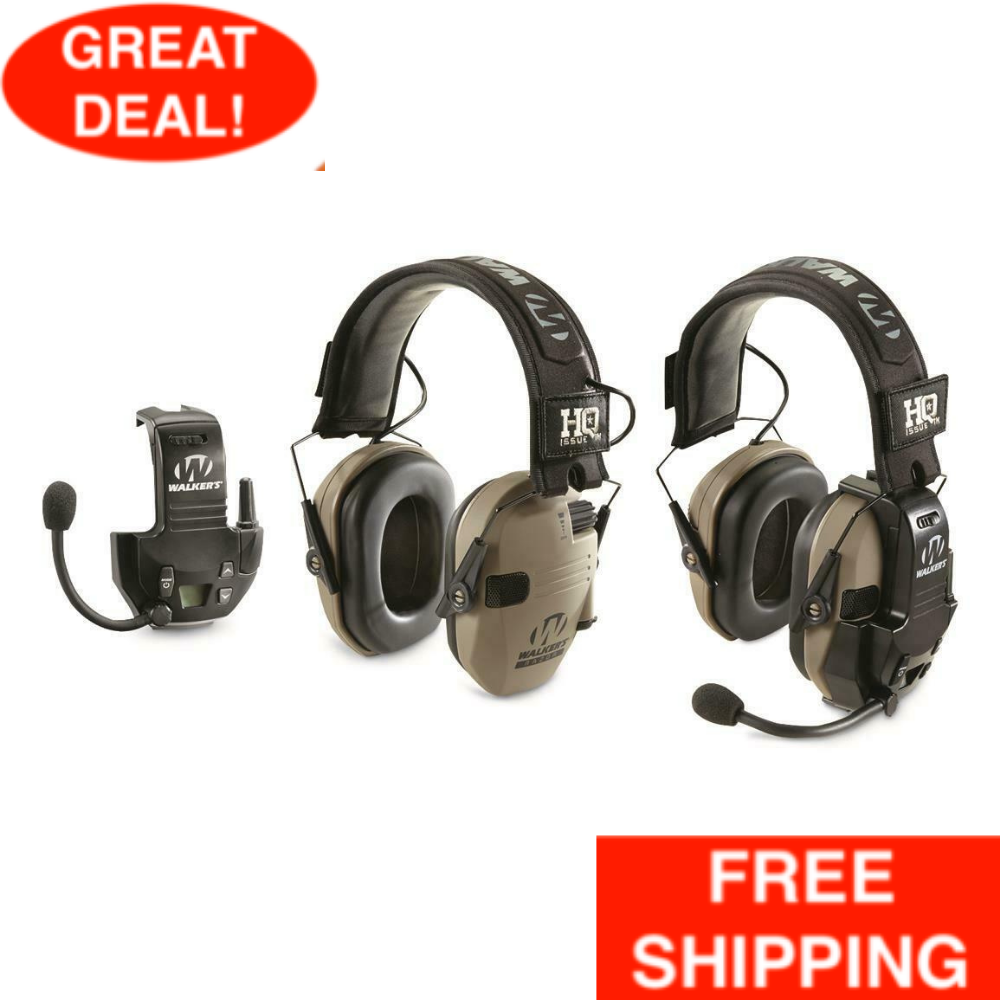 Walker's Razor Electronic Ear Muffs with Walkie Talkie Sound Activated 2 Pack