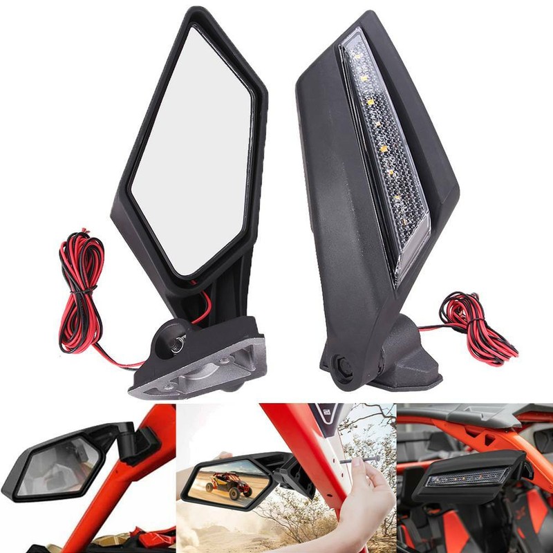 LED Racing Side Mirrors For CanAm Maverick X3 MAX R Turbo 20172021