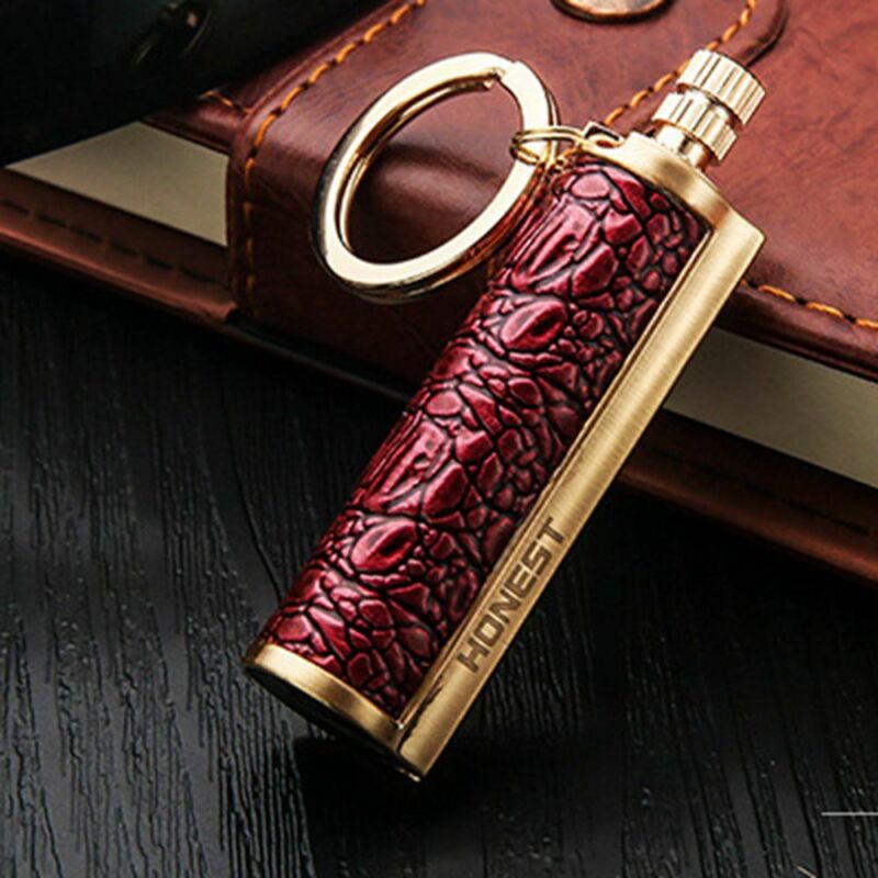 Metal Durable Waterproof Matches Flint Stone Cigarette Lighters Keychain Red