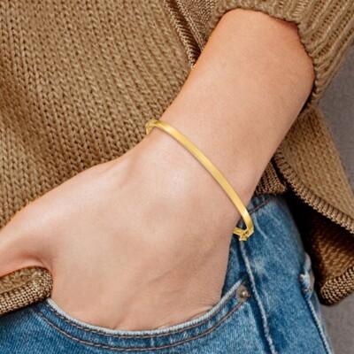 Pre-owned Superdealsforeverything Real 14kt Yellow Gold Polished Hinged Bangle Chain Bracelet; 7 Inch