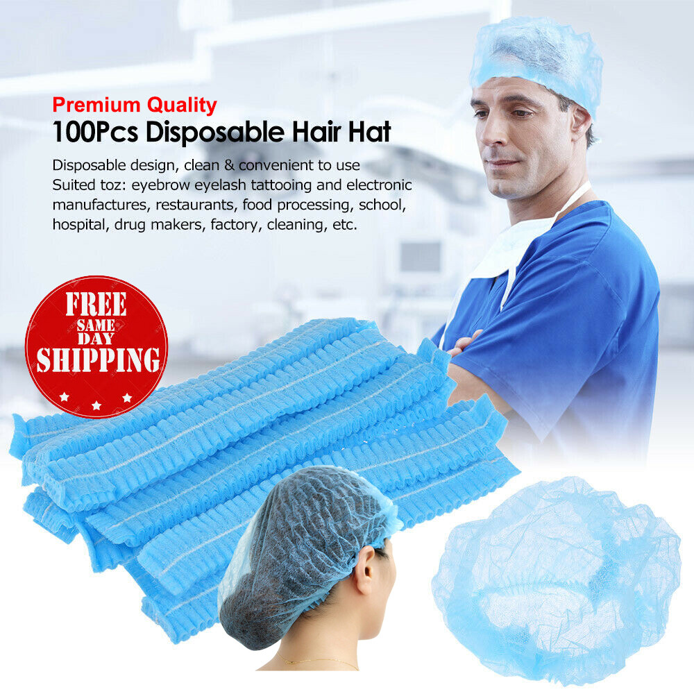 100pcs Disposable Hair Net Bouffant Cap 