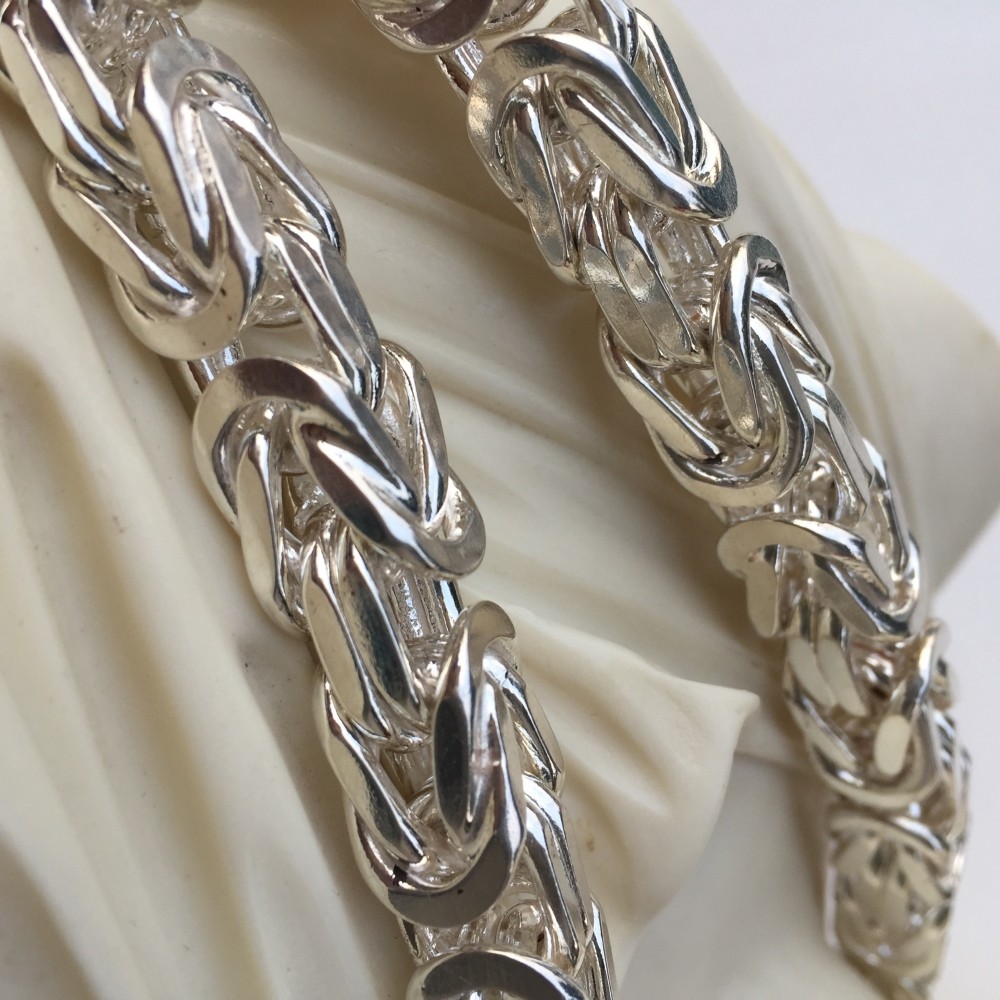 Pre-owned Handmade 10mm Byzantine Mens Silver Chain 925 Solid Sterling Silver 305gr 22inch