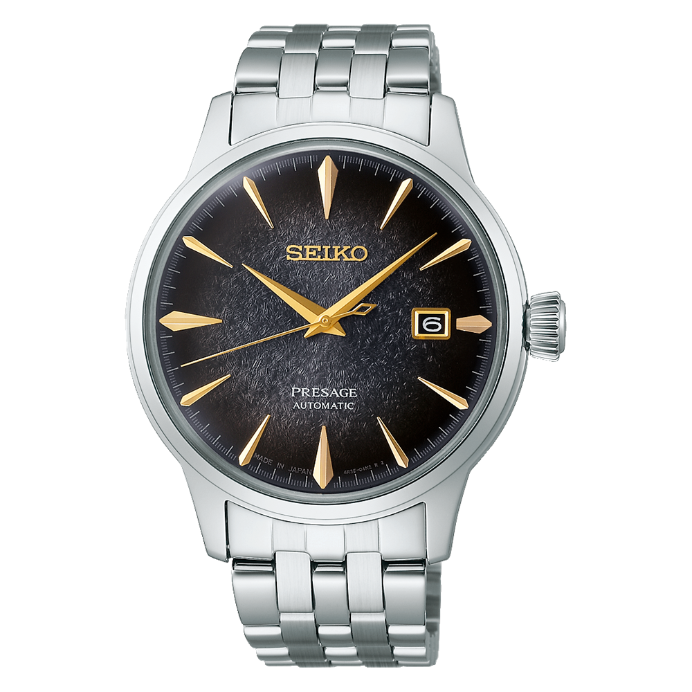 Pre-owned Seiko Brand  Presage Cocktail Time Star Bar Black Dial Men's Watch Srpk93