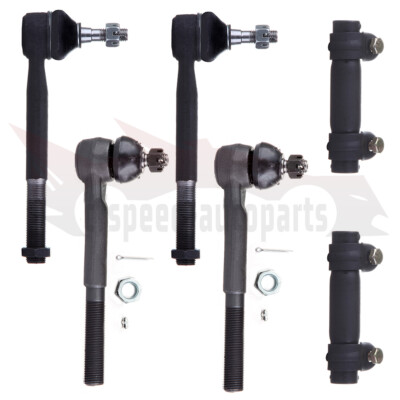 6Pcs Front Inner Outer Tie Rod Ends For 1988-1999 Chevy GMC K1500 K2500 K3500