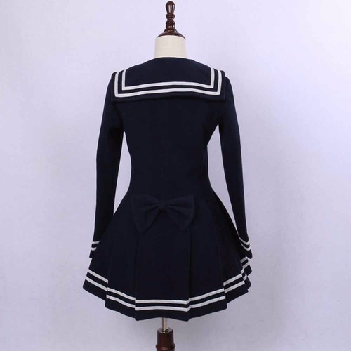 Pre-owned Handmade Custom Made To Order Lolita Bow Double-breasted Pleated Wool Coat Plus1x-10xl169 In Black