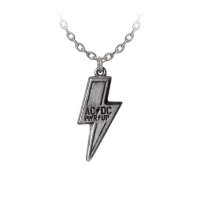 Alchemy Gothic AC/DC PWR/UP Flash Logo Pendant Necklace Pewter Lightning Bolt