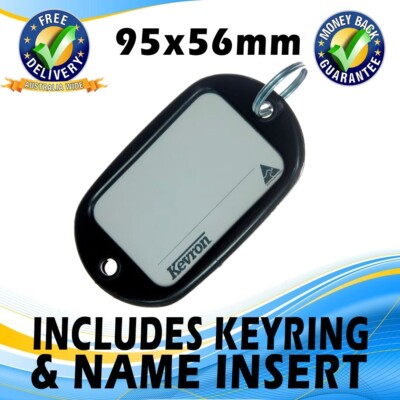 Kevron ID10 Black Plastic Key Tag  95mm x 56mm w/Insert & Key Ring  FREE POST