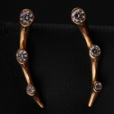 Georg Jensen Gold Earrings # 1513J. Magic w. Diamonds. Regitze Overgaard. NEW!